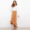 imageIDOPIP Women Irregular HighLow Hem Wrap Skirt Elegant High Waist Tie Side Midi Skirt Casual Summer Beach Ruffle Aline SkirtKhaki