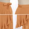 imageIDOPIP Women Irregular HighLow Hem Wrap Skirt Elegant High Waist Tie Side Midi Skirt Casual Summer Beach Ruffle Aline SkirtKhaki