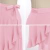 imageIDOPIP Women Irregular HighLow Hem Wrap Skirt Elegant High Waist Tie Side Midi Skirt Casual Summer Beach Ruffle Aline SkirtPink