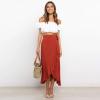 imageIDOPIP Women Irregular HighLow Hem Wrap Skirt Elegant High Waist Tie Side Midi Skirt Casual Summer Beach Ruffle Aline SkirtRed