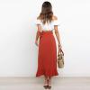 imageIDOPIP Women Irregular HighLow Hem Wrap Skirt Elegant High Waist Tie Side Midi Skirt Casual Summer Beach Ruffle Aline SkirtRed