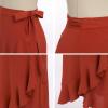 imageIDOPIP Women Irregular HighLow Hem Wrap Skirt Elegant High Waist Tie Side Midi Skirt Casual Summer Beach Ruffle Aline SkirtRed