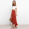 imageIDOPIP Women Irregular HighLow Hem Wrap Skirt Elegant High Waist Tie Side Midi Skirt Casual Summer Beach Ruffle Aline SkirtRed