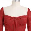 imageIDOPIP Women Long Bell Sleeve Corset Mini Dress Floral Lace Tie Front Ruffle Dress Empire Waist Club Cocktail Party DressRed