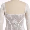 imageIDOPIP Women Long Bell Sleeve Corset Mini Dress Floral Lace Tie Front Ruffle Dress Empire Waist Club Cocktail Party DressWhite