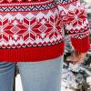 imageIDOPIP Women Long Sleeve Christmas Pullover Sweater 2024 Top Crewneck Winter Casual Xmas Knitted Top Reindeer SweatshirtsRed