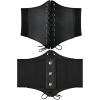 imageIDOPIP Women Renaissance Costume Halloween Pirate Dress Medieval Smoked Offshoulder Top Striped Skirt Bandana Corset OutfitApricot