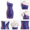 imageIDOPIP Women Sexy One Shoulder Sparkle Sequin Bodycon Dress Glitter Cocktail Party Mini Dress Elegant Fitted Homecoming DressBlue