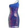 imageIDOPIP Women Sexy One Shoulder Sparkle Sequin Bodycon Dress Glitter Cocktail Party Mini Dress Elegant Fitted Homecoming DressBlue