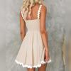 imageIDOPIP Women Summer Boho Mini Dress Smocked Empire Waist Rickrack Trim Flowy Sundress Spaghetti Straps ALine Swing DressApricot