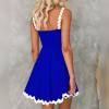 imageIDOPIP Women Summer Boho Mini Dress Smocked Empire Waist Rickrack Trim Flowy Sundress Spaghetti Straps ALine Swing DressBlue