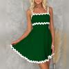 imageIDOPIP Women Summer Boho Mini Dress Smocked Empire Waist Rickrack Trim Flowy Sundress Spaghetti Straps ALine Swing DressGreen