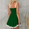 imageIDOPIP Women Summer Boho Mini Dress Smocked Empire Waist Rickrack Trim Flowy Sundress Spaghetti Straps ALine Swing DressGreen