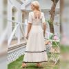 imageIDOPIP Women Summer Casual Maxi Dress Rickrack Trim Puff Sleeve Dress Vacation Outfit Smocked Wedding Guest Elegant SundressApricot