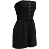 imageIDOPIP Women Summer Strapless Short Romper Offshoulder Smocked Jumpsuit Vacation Beachwear Casual Boho One Piece RomperBlack