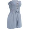 imageIDOPIP Women Summer Strapless Short Romper Offshoulder Smocked Jumpsuit Vacation Beachwear Casual Boho One Piece RomperBlue