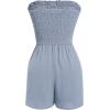 imageIDOPIP Women Summer Strapless Short Romper Offshoulder Smocked Jumpsuit Vacation Beachwear Casual Boho One Piece RomperBlue