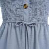 imageIDOPIP Women Summer Strapless Short Romper Offshoulder Smocked Jumpsuit Vacation Beachwear Casual Boho One Piece RomperBlue