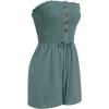 imageIDOPIP Women Summer Strapless Short Romper Offshoulder Smocked Jumpsuit Vacation Beachwear Casual Boho One Piece RomperCyan