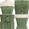 imageIDOPIP Women Summer Strapless Short Romper Offshoulder Smocked Jumpsuit Vacation Beachwear Casual Boho One Piece RomperGreen