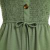 imageIDOPIP Women Summer Strapless Short Romper Offshoulder Smocked Jumpsuit Vacation Beachwear Casual Boho One Piece RomperGreen