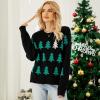 imageIDOPIP Women Ugly Christmas Knitted Sweater Pullover Xmas Top Long Sleeve Winter Ribbed Sweatshirts Christmas Tree SweatersGreen