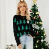 imageIDOPIP Women Ugly Christmas Knitted Sweater Pullover Xmas Top Long Sleeve Winter Ribbed Sweatshirts Christmas Tree SweatersGreen