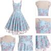 imageIDOPIP Women Vintage Floral Embroidery Mesh Dress 1950s Elegant Cocktail Party Swing Dress Formal ALine Tulle Prom GownBlue