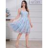 imageIDOPIP Women Vintage Floral Embroidery Mesh Dress 1950s Elegant Cocktail Party Swing Dress Formal ALine Tulle Prom GownBlue