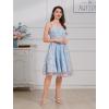 imageIDOPIP Women Vintage Floral Embroidery Mesh Dress 1950s Elegant Cocktail Party Swing Dress Formal ALine Tulle Prom GownBlue