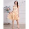 imageIDOPIP Women Vintage Floral Embroidery Mesh Dress 1950s Elegant Cocktail Party Swing Dress Formal ALine Tulle Prom GownYellow