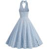 imageIDOPIP Womens 1950s Vintage Plaid Dress Retro Cocktail Swing Dress Prom Party Midi Dress Wedding Guest Outfit Gingham GownBlue