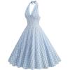imageIDOPIP Womens 1950s Vintage Plaid Dress Retro Cocktail Swing Dress Prom Party Midi Dress Wedding Guest Outfit Gingham GownBlue