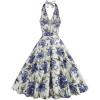 imageIDOPIP Womens 1950s Vintage Plaid Dress Retro Cocktail Swing Dress Prom Party Midi Dress Wedding Guest Outfit Gingham GownFloral