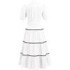 imageIDOPIP Womens Elegant Summer Puff Sleeve Tiered Dress 2024 Casual Button Down Shirt Dress Beach Ruffle Flowy Boho Maxi DressWhite