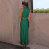 imageIDOPIP Womens Satin Top Long Skirt Dress Sets 2PCS Formal Cocktail Party Outfit Elegant Evening Prom Wedding Bridesmaid GownGreen