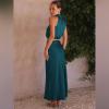imageIDOPIP Womens Satin Top Long Skirt Dress Sets 2PCS Formal Cocktail Party Outfit Elegant Evening Prom Wedding Bridesmaid GownPeacock Blue