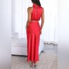 imageIDOPIP Womens Satin Top Long Skirt Dress Sets 2PCS Formal Cocktail Party Outfit Elegant Evening Prom Wedding Bridesmaid GownRed