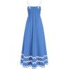 imageIDOPIP Womens Summer Casual Dress Beach Floral Maxi Dress Elegant Spaghetti Sleeveless Smocked Sundress Weeding Guest DressBlue