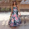 imageIDOPIP Womens Summer Casual Dress Beach Floral Maxi Dress Elegant Spaghetti Sleeveless Smocked Sundress Weeding Guest DressFloral