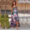 imageIDOPIP Womens Summer Casual Dress Beach Floral Maxi Dress Elegant Spaghetti Sleeveless Smocked Sundress Weeding Guest DressFloral