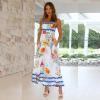 imageIDOPIP Womens Summer Casual Dress Beach Floral Maxi Dress Elegant Spaghetti Sleeveless Smocked Sundress Weeding Guest DressFruit Print
