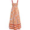 imageIDOPIP Womens Summer Casual Dress Beach Floral Maxi Dress Elegant Spaghetti Sleeveless Smocked Sundress Weeding Guest DressOrange