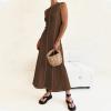 imageIDOPIP Womens Summer Sleeveless Maxi Dress 2024 Casual Long Tank Dress Tea Party Wedding Guest Dress Beach Vacation SundressCoffee