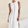 imageIDOPIP Womens Summer Sleeveless Maxi Dress 2024 Casual Long Tank Dress Tea Party Wedding Guest Dress Beach Vacation SundressWhite