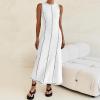imageIDOPIP Womens Summer Sleeveless Maxi Dress 2024 Casual Long Tank Dress Tea Party Wedding Guest Dress Beach Vacation SundressWhite