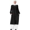 imageIDOPIP Muslim Long Dress for Women Long Sleeve Maxi Button Shirt Abayas Casual Kaftan Dubai Oversize Robe Islamic Clothing