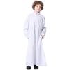imageIDOPIP Muslim Thobe for Boys Kids Long Sleeve Islamic Arabic Kaftan Robe Middle East Dubai Prayer Dress Clothes with PocketsWhite