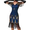 imageIDOPIP Women 1920s Flapper Gatsby Dress Vintage Sparkle Sequins Fringe Tassel Cocktail Party Dress Cosplay Halloween CostumeBlue