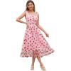 imageIDOPIP Women 1950s Vintage StrawberryCherrySequin Star Print Cocktail Mesh Dress Self Tie Straps Retro Wedding Guest DressPinkstrawberry Print